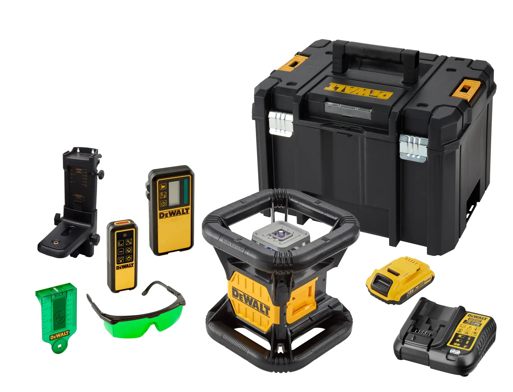 Зелен ротационен лазер DEWALT 18V XR - 1 X 2Ah