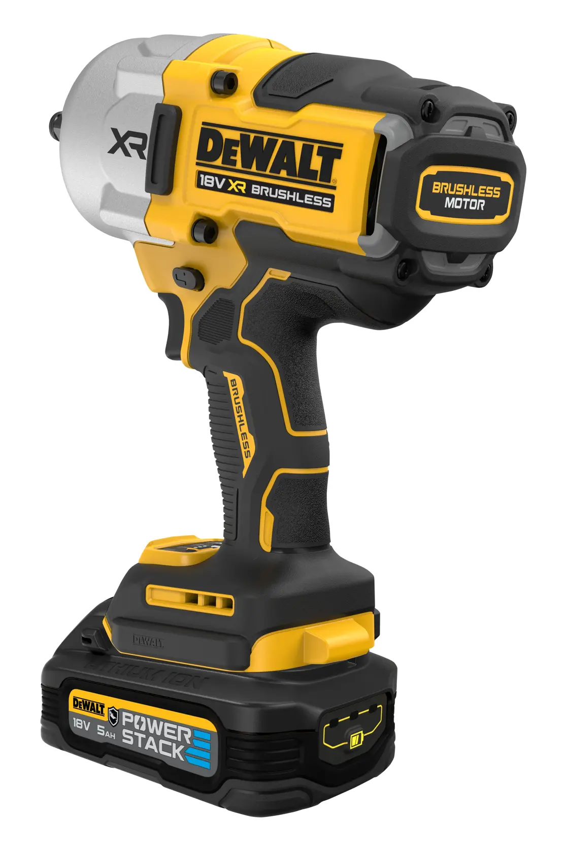 DEWALT® 18V XR безчетков 1/2" ударен гайковерт с висок въртящ момент и Hog Ring захват - 2 X 5Ah POWERSTACK™ батерии, за автомобилния сектор