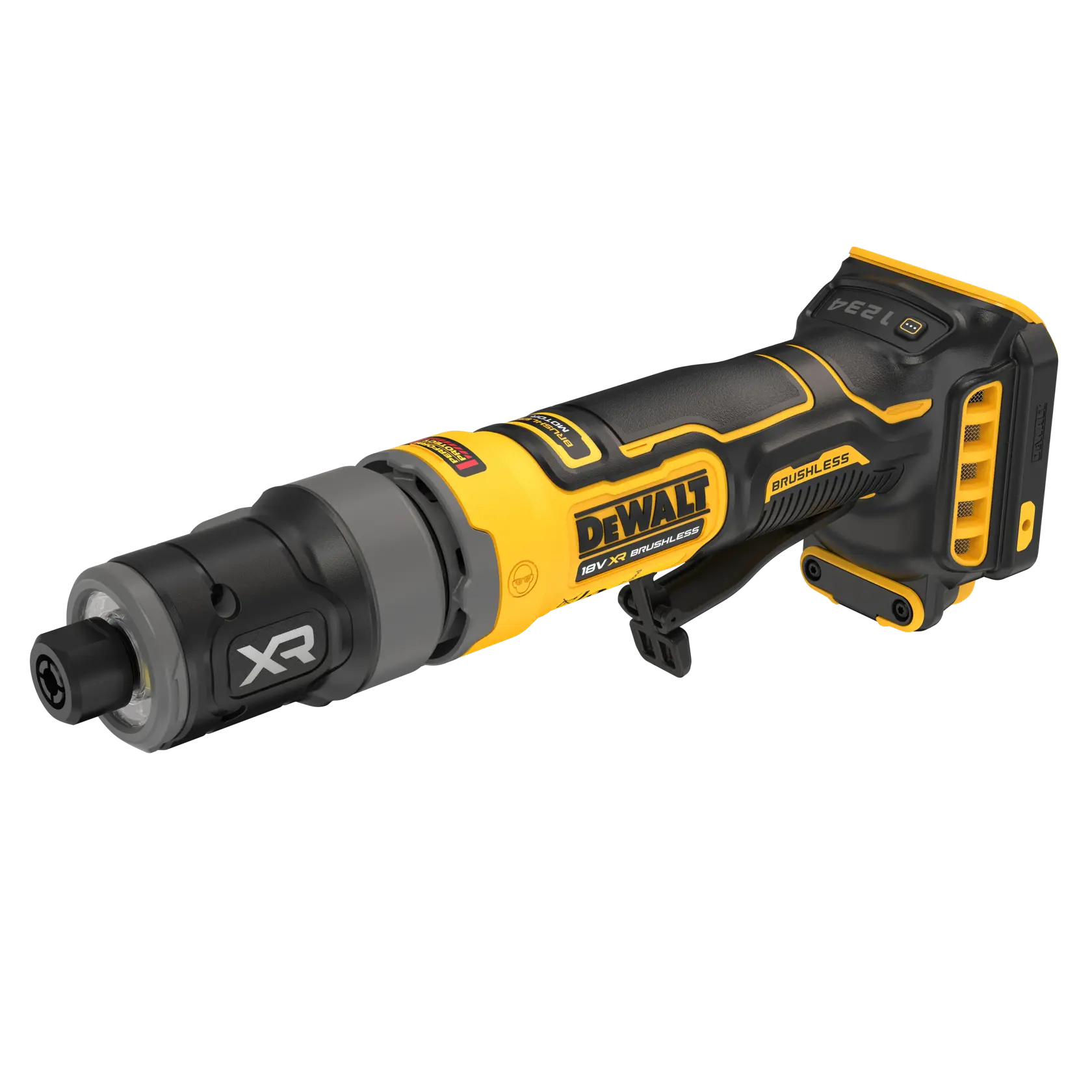 DEWALT cordless tool, DCG420N-XJ and DCG420N, black/yellow design, from the photography category.