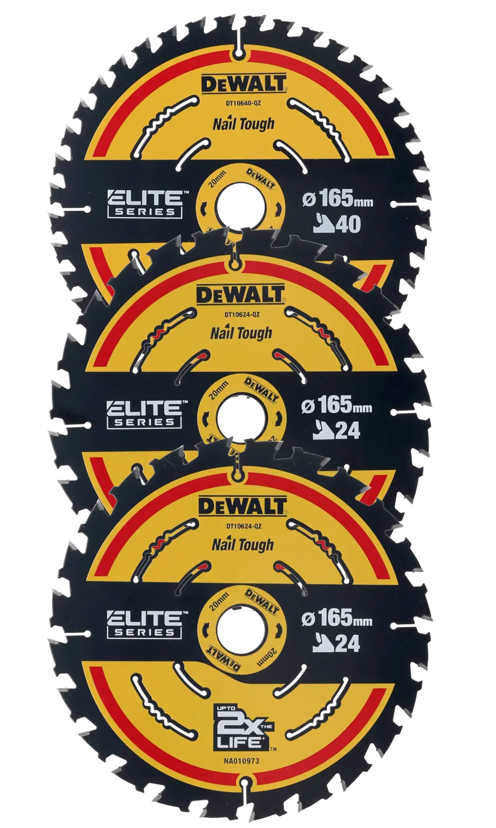 DEWALT® ELITE Циркулярен диск - 2x165 24T/1x165 40T (3 бр.)
