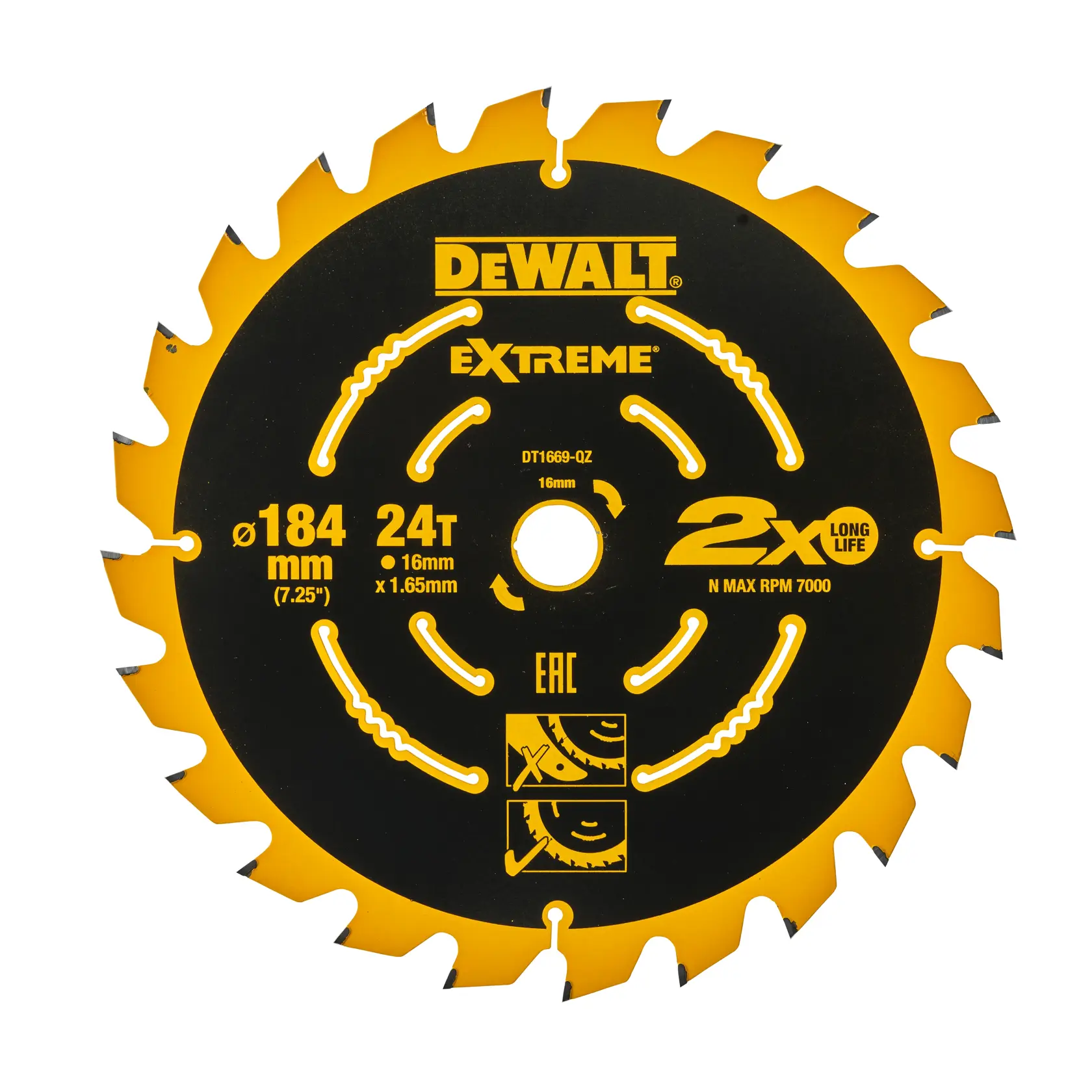 Graphic showing DEWALT XTREME Sub-Compact Series branding with the slogan 'Compact and Performance Packed' on a yellow background.