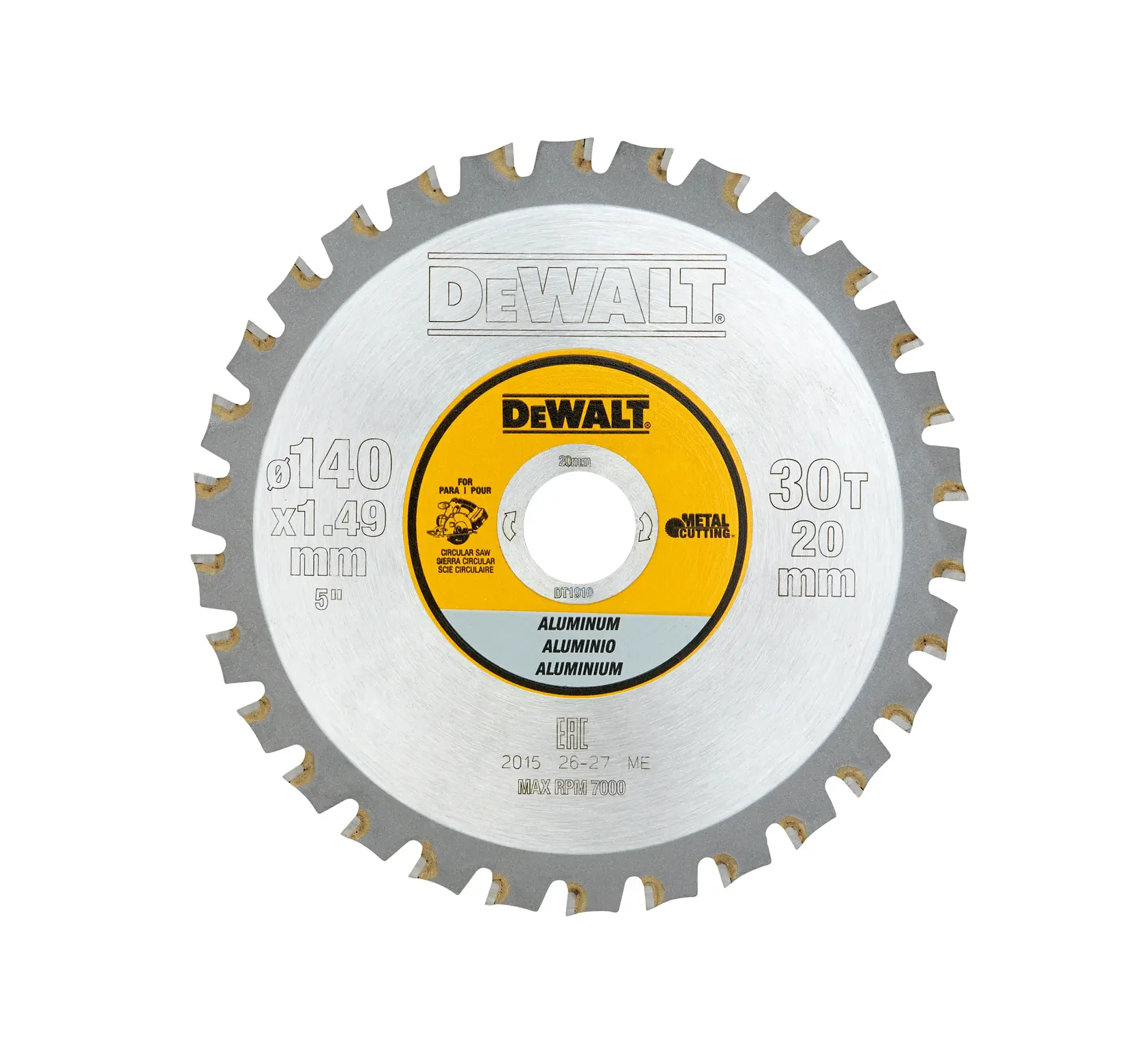 DEWALT® METAL 140 мм x 20 мм 30T циркулярен диск за алуминий