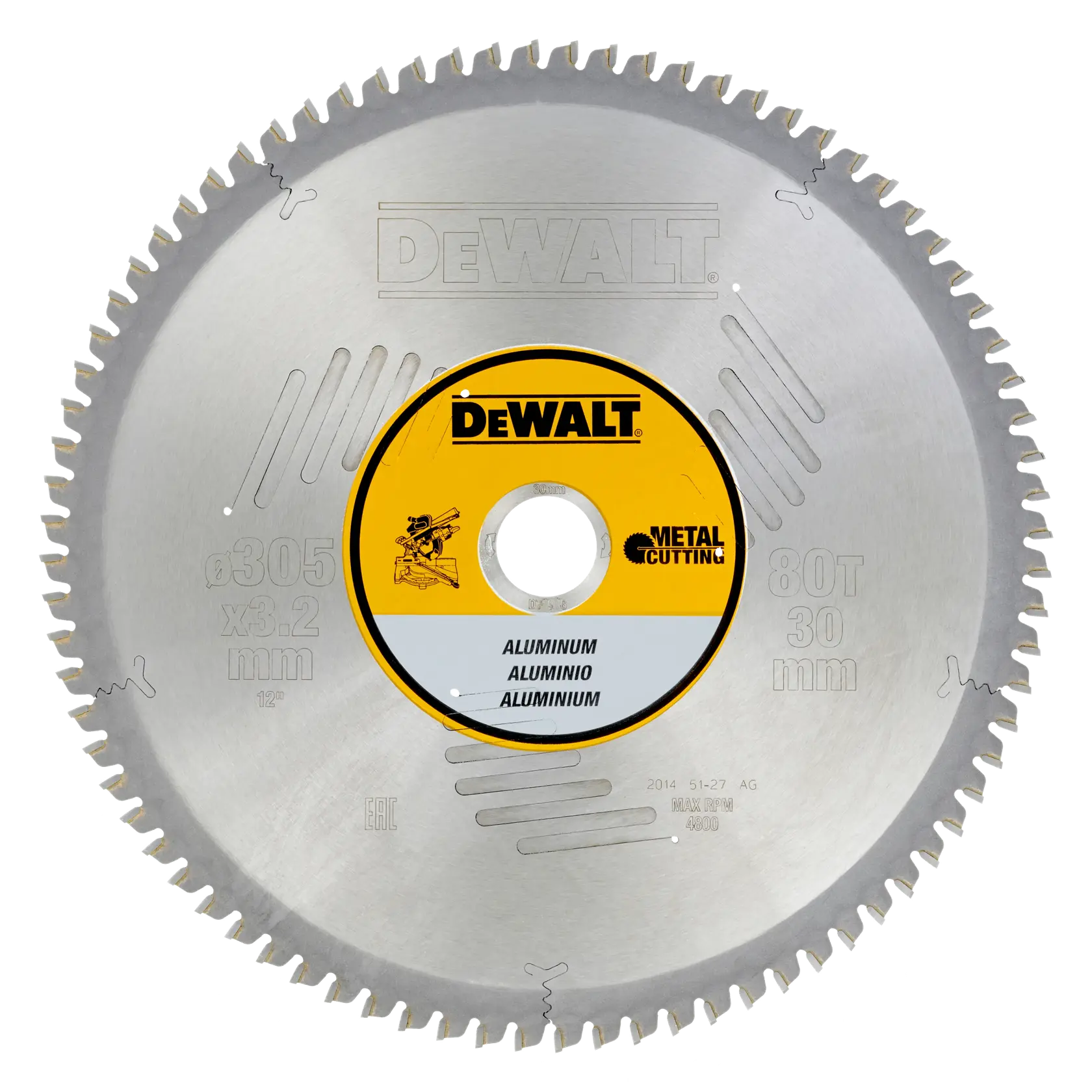 DEWALT® 305 мм x 30 мм 80T циркулярен диск за алуминий