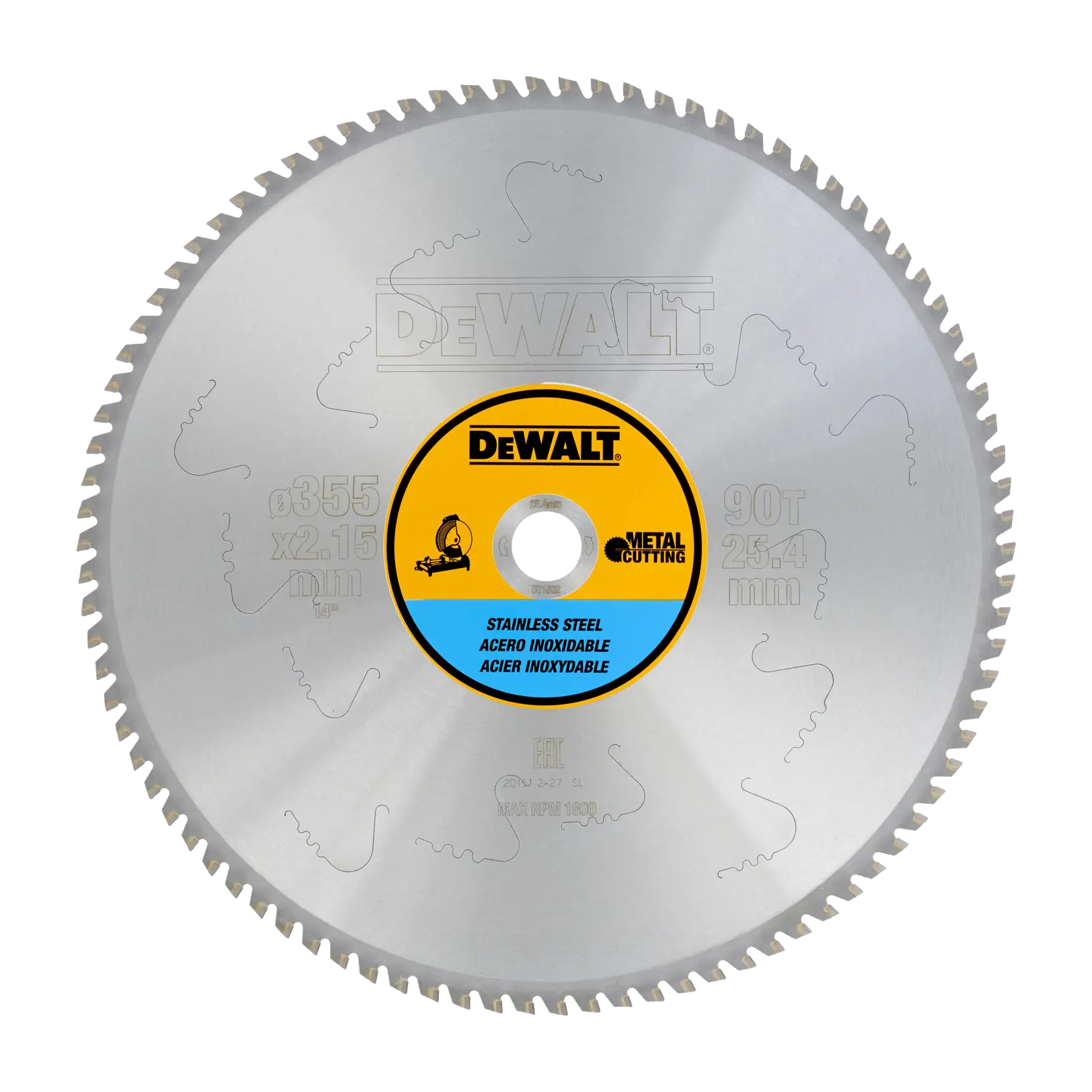 Циркулярен диск DEWALT® за рязане на неръждаема стомана, 355 мм, 90T