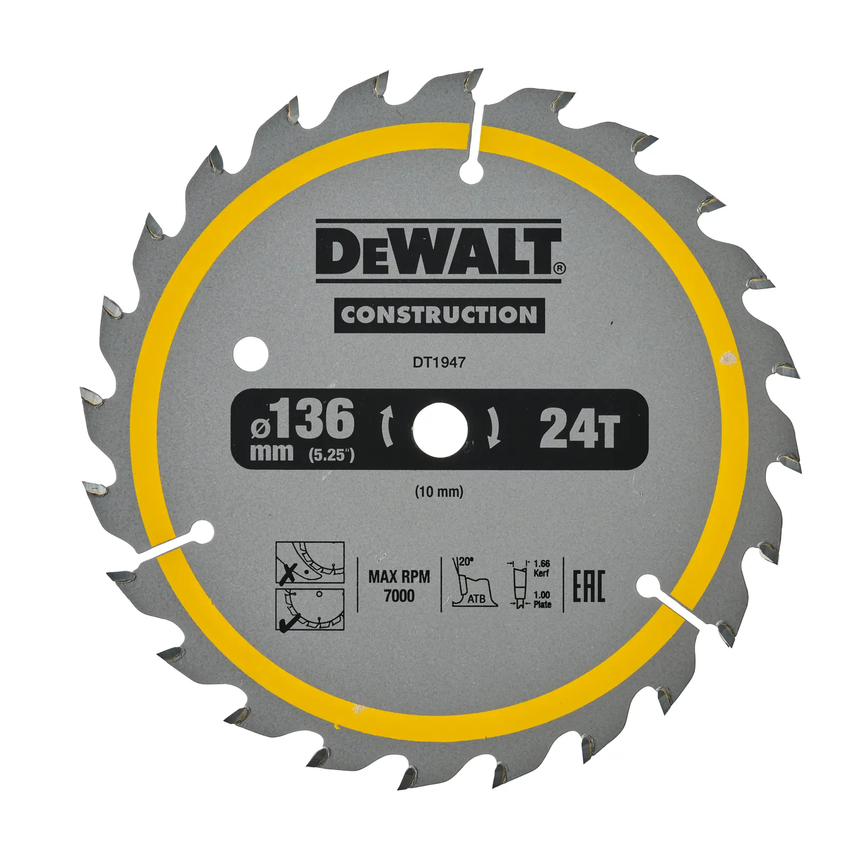 DEWALT® 136 мм 24T Диск за циркуляр за грубо рязане