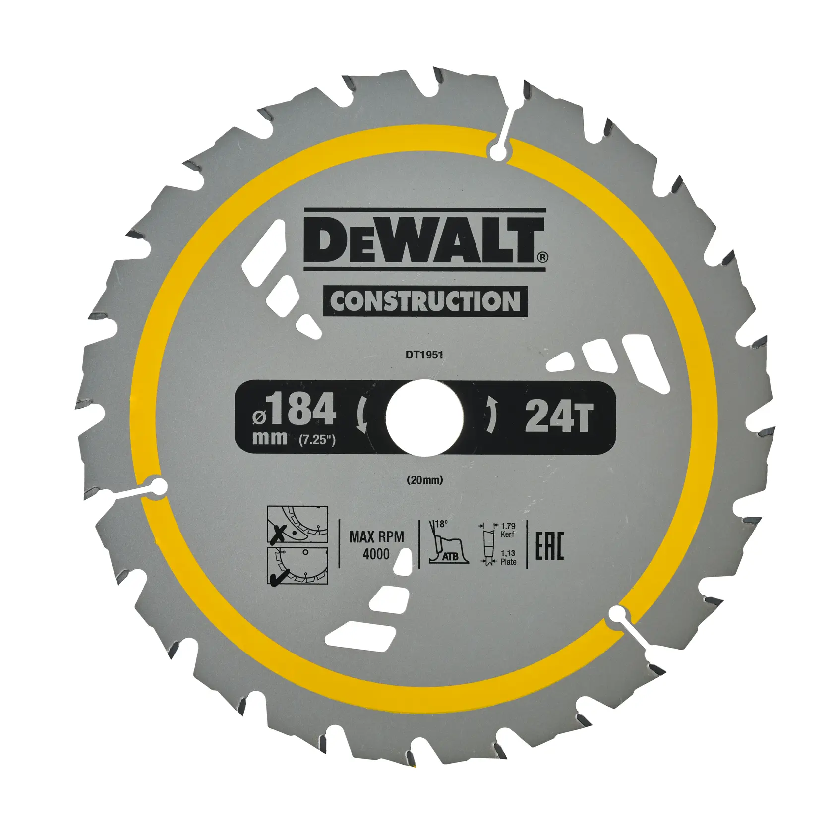 DEWALT® 184 мм 24 зъба Диск за циркуляр за рамкови конструкции