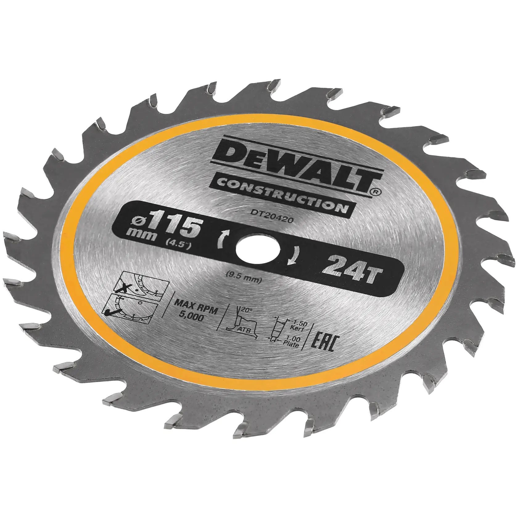 DEWALT® CONSTRUCTION 115 мм x 9,5 мм 24T Диск за циркуляр