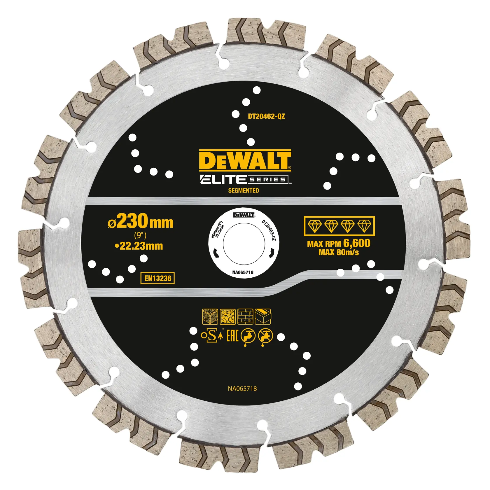 Сегментиран диамантен диск за рязане DEWALT® ELITE SERIES™ 230 мм, универсален