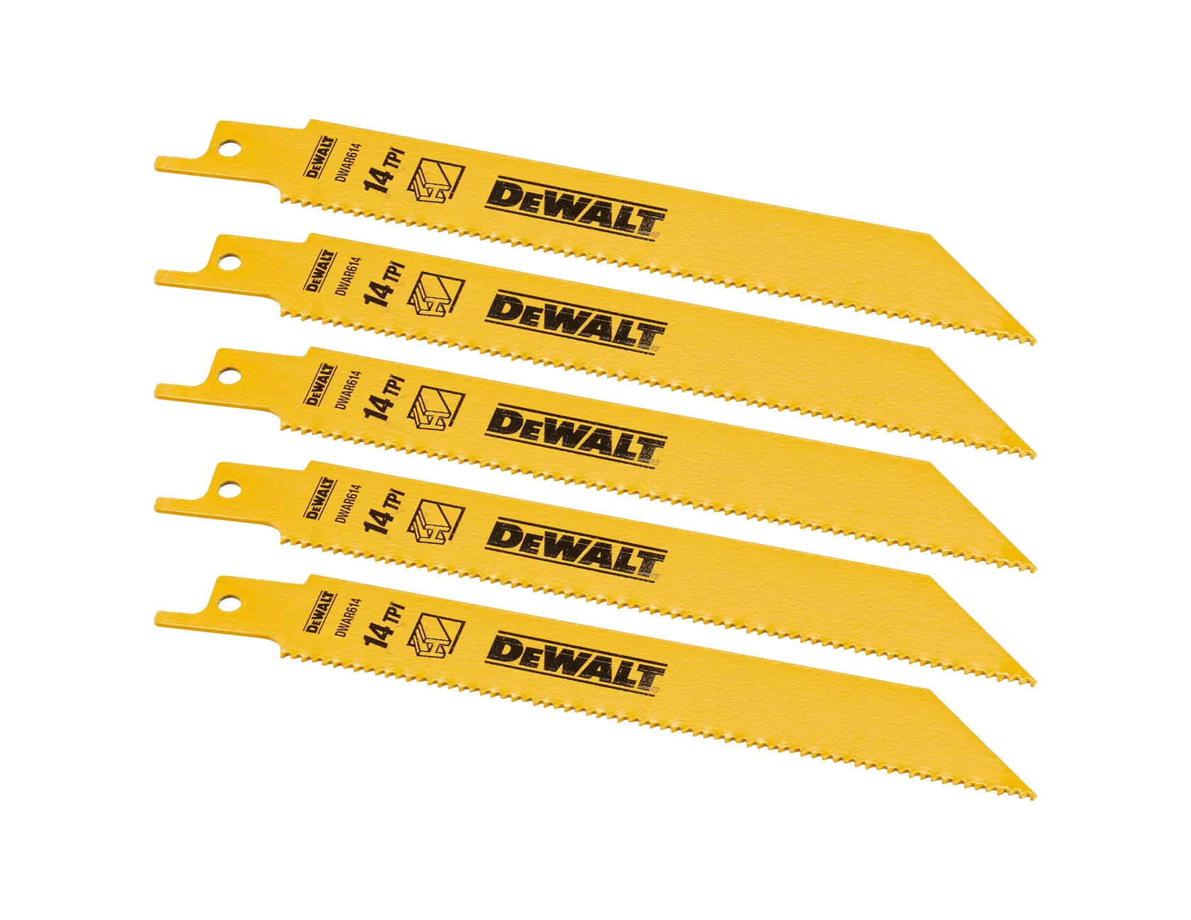 DEWALT® 152 мм 14 TPI (Метал) Биметални ножове за саблен трион (5 бр. в опаковка)