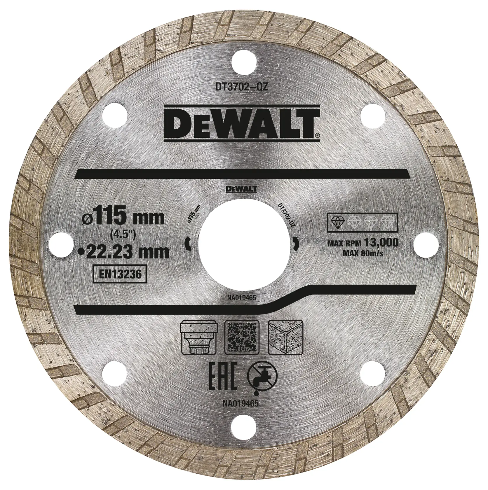 DEWALT® 115 мм x 22,23 мм Турбо универсален диамантен диск