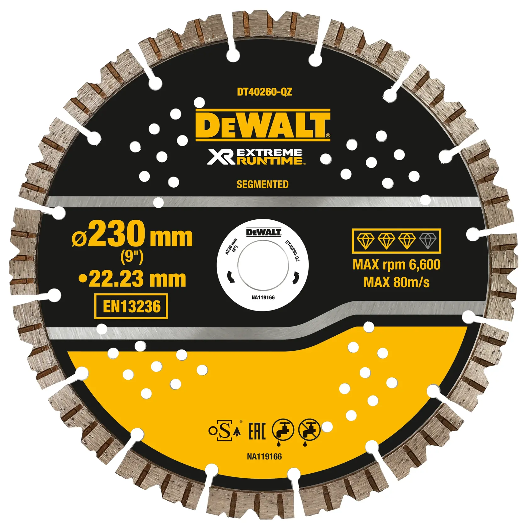 Graphic showing DEWALT XTREME Sub-Compact Series branding with the slogan 'Compact and Performance Packed' on a yellow background.
