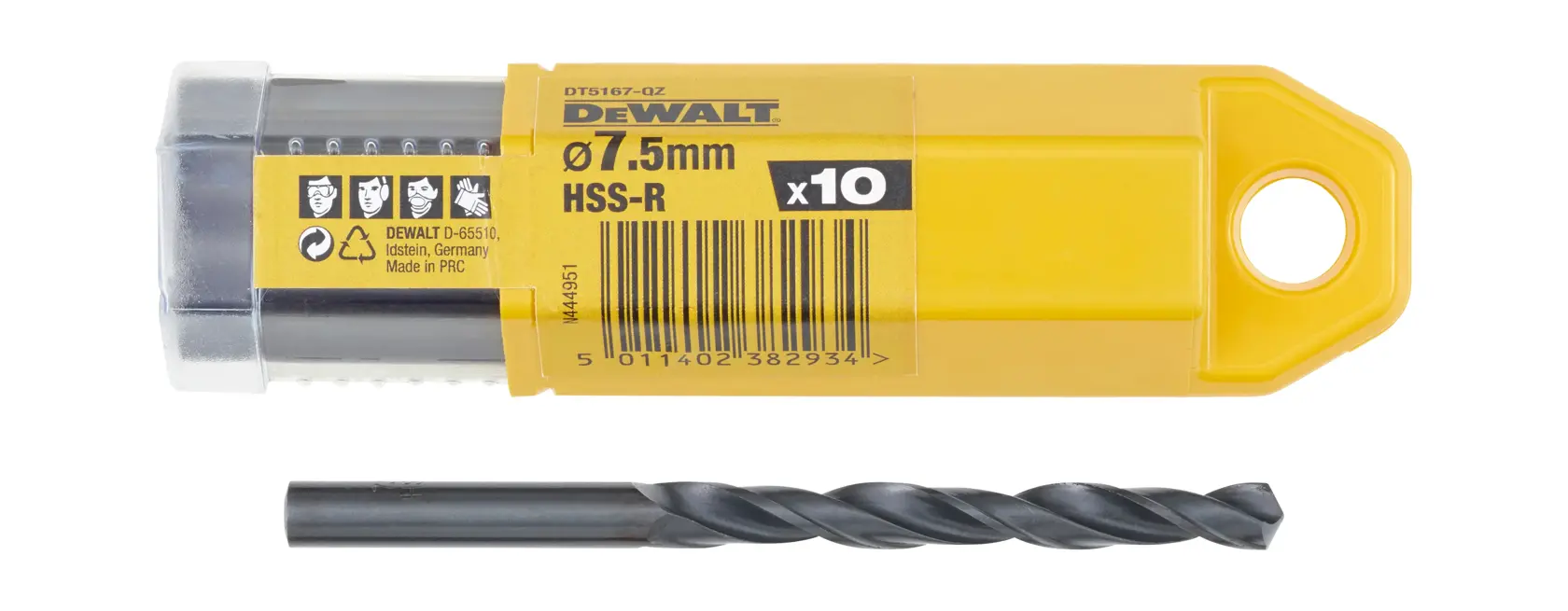 DEWALT® 7,5 мм HSS-R свредло за метал с черно оксидно покритие (опаковка от 10 бр.)