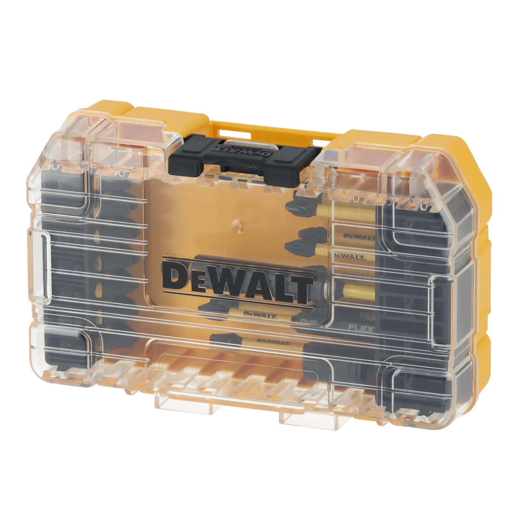 Graphic showing DEWALT XTREME Sub-Compact Series branding with the slogan 'Compact and Performance Packed' on a yellow background.