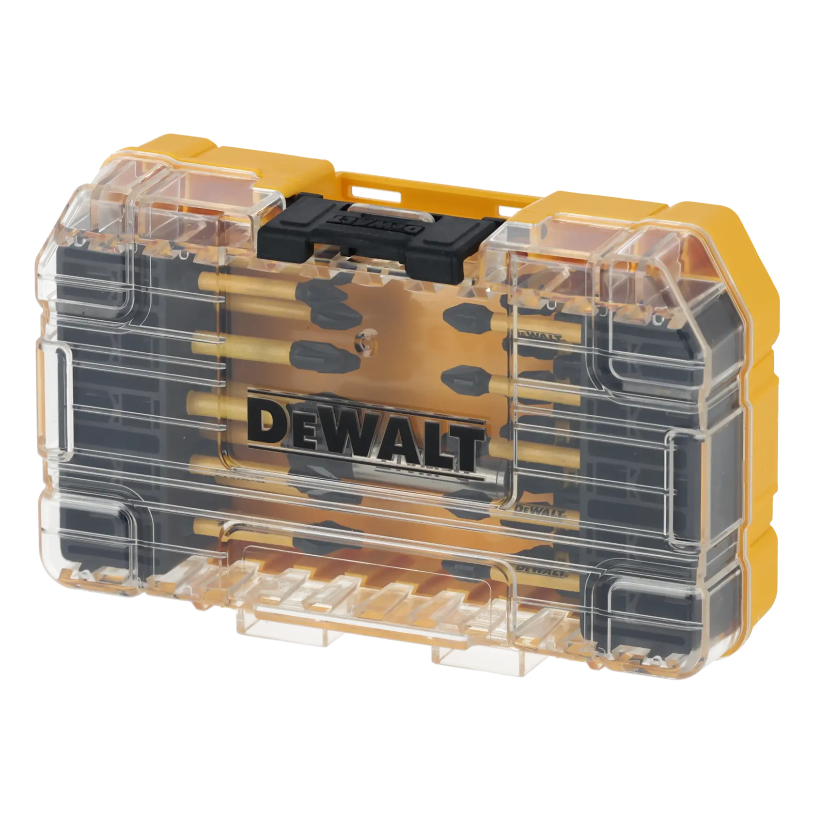 Graphic showing DEWALT XTREME Sub-Compact Series branding with the slogan 'Compact and Performance Packed' on a yellow background.
