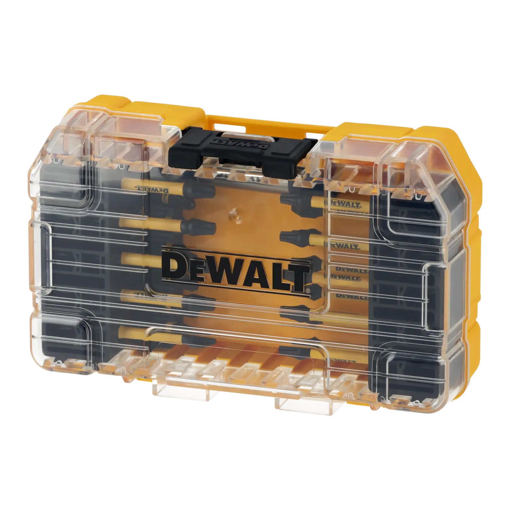 Graphic showing DEWALT XTREME Sub-Compact Series branding with the slogan 'Compact and Performance Packed' on a yellow background.