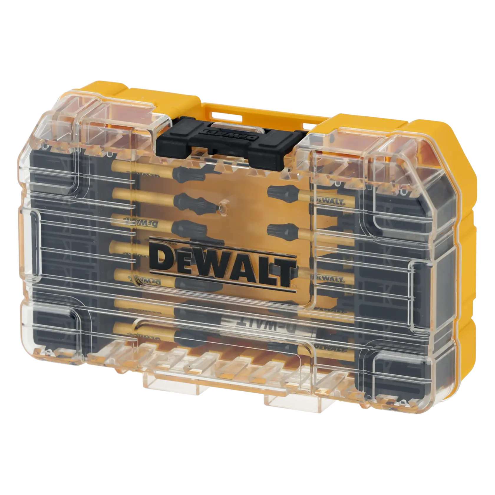 Graphic showing DEWALT XTREME Sub-Compact Series branding with the slogan 'Compact and Performance Packed' on a yellow background.