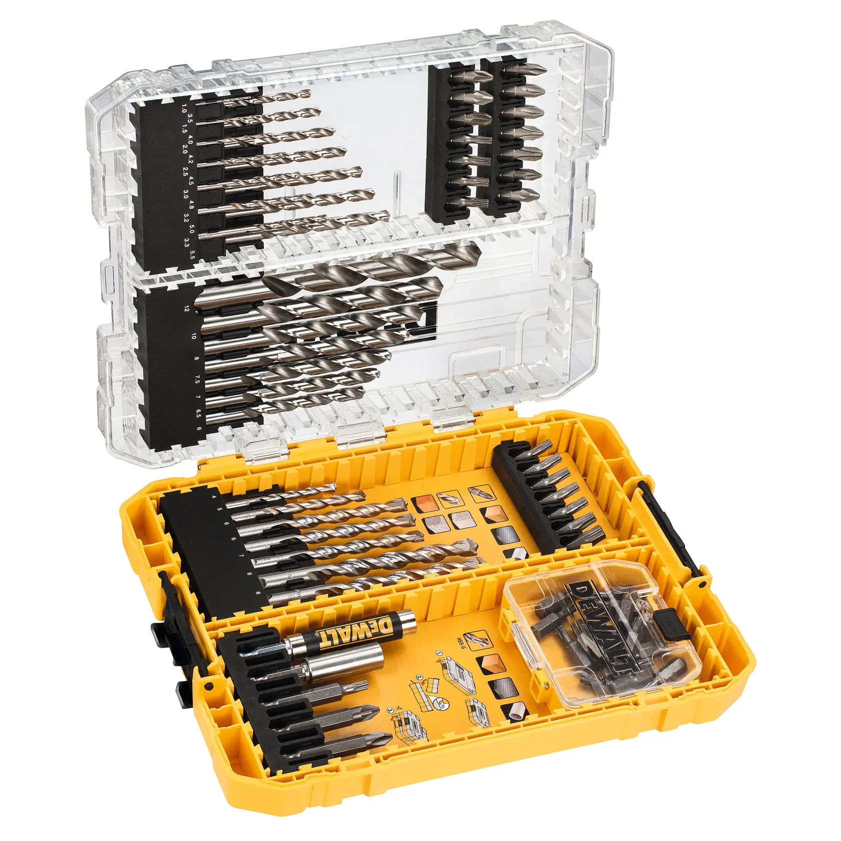 Комплект свредла и накрайници DEWALT® (средна кутия Tough Case) (72 части)