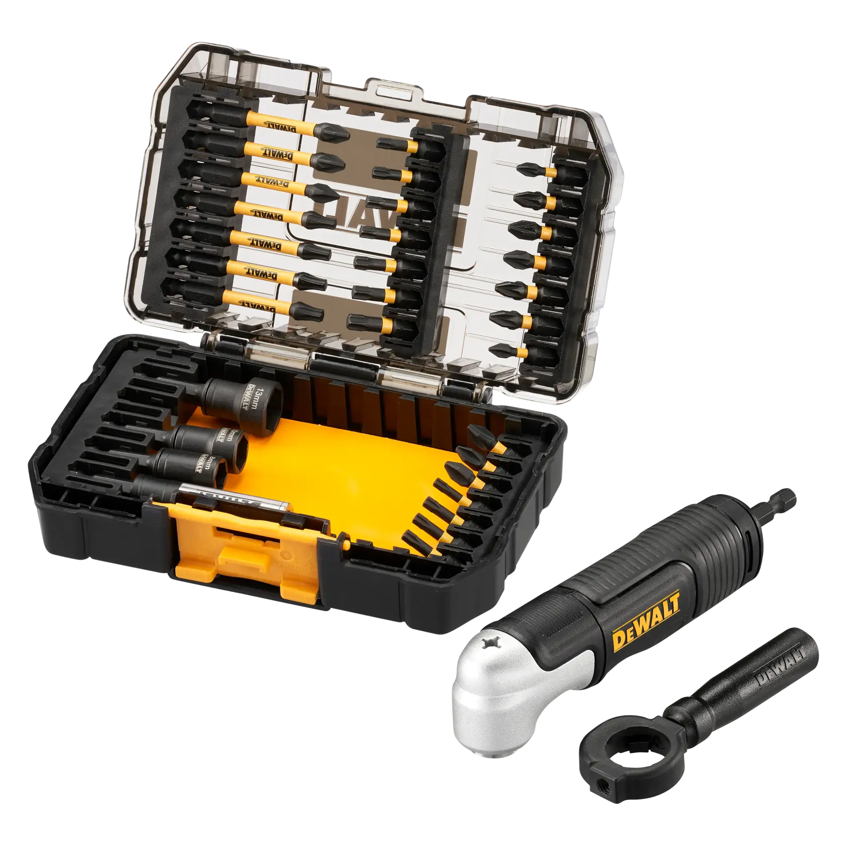 Комплект ударни накрайници DEWALT® McLaren от 33 части с модулна ъглова приставка
