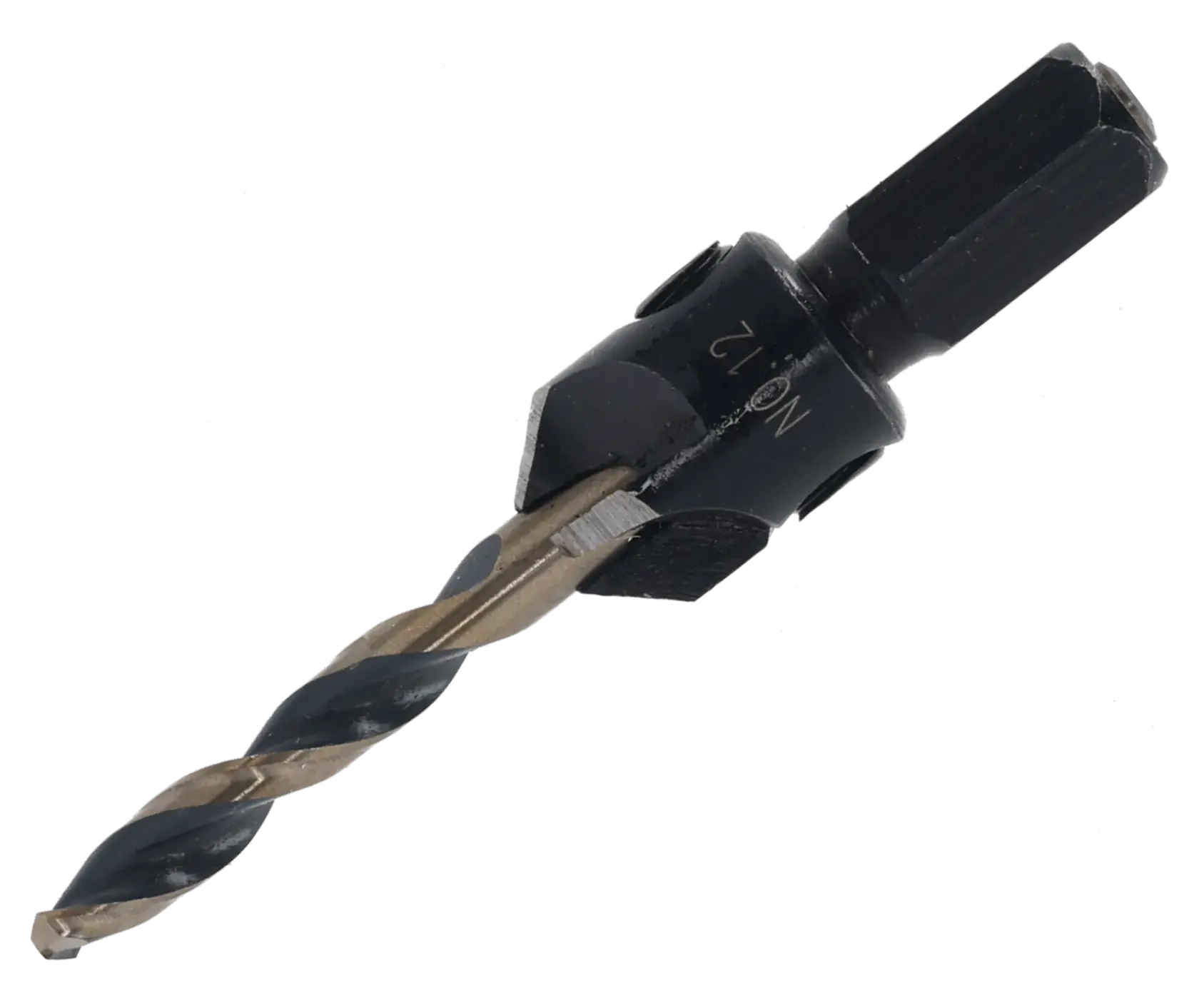 Broca DEWALT DT70793 con vástago hexagonal y punta espiral, para perforaciones precisas en varios materiales.