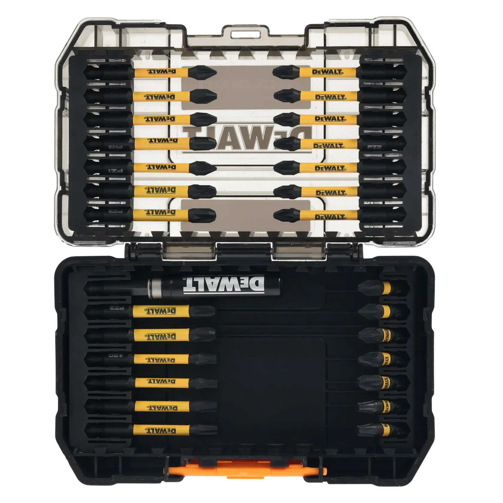 DEWALT® x McLaren F1 Team Extreme FLEXTORQ® комплект накрайници за отвертка с удароустойчив водач (28 части)