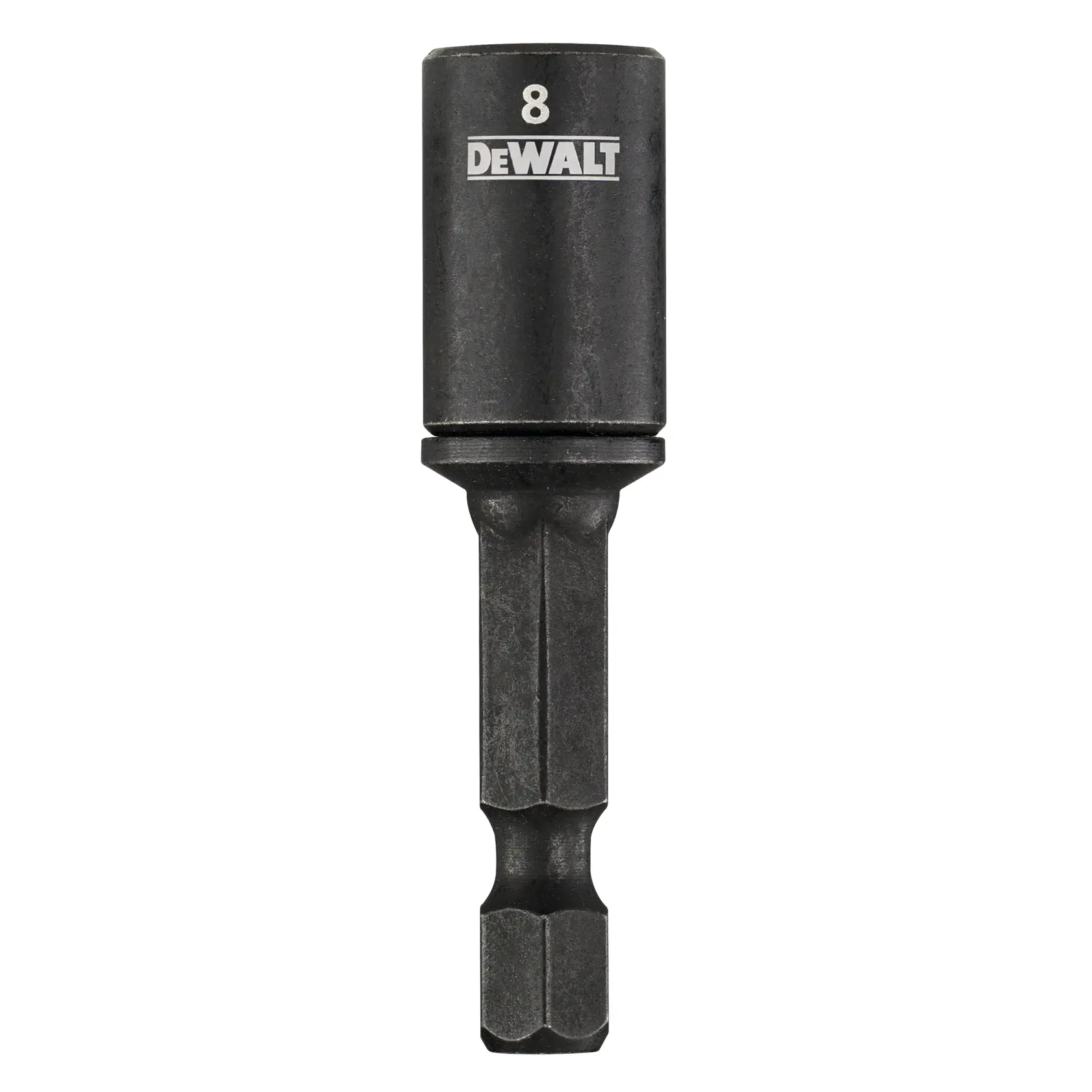 Porta tuercas magnético DEWALT, tamaño 8, negro, vástago hexagonal para herramientas eléctricas.