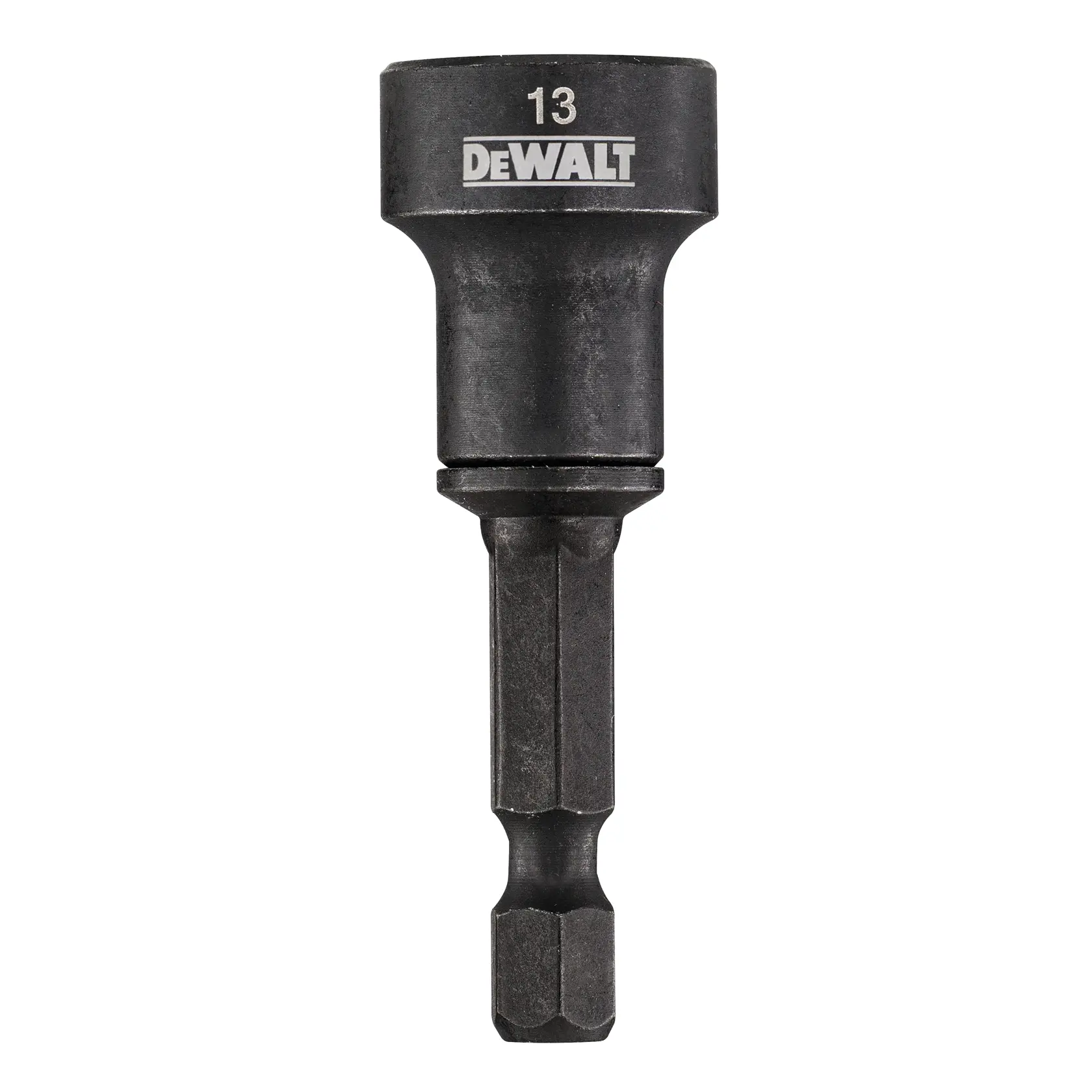 Porta tuerca magnético DEWALT 13mm con vástago hexagonal, para fijar tuercas y tornillos con herramientas eléctricas.
