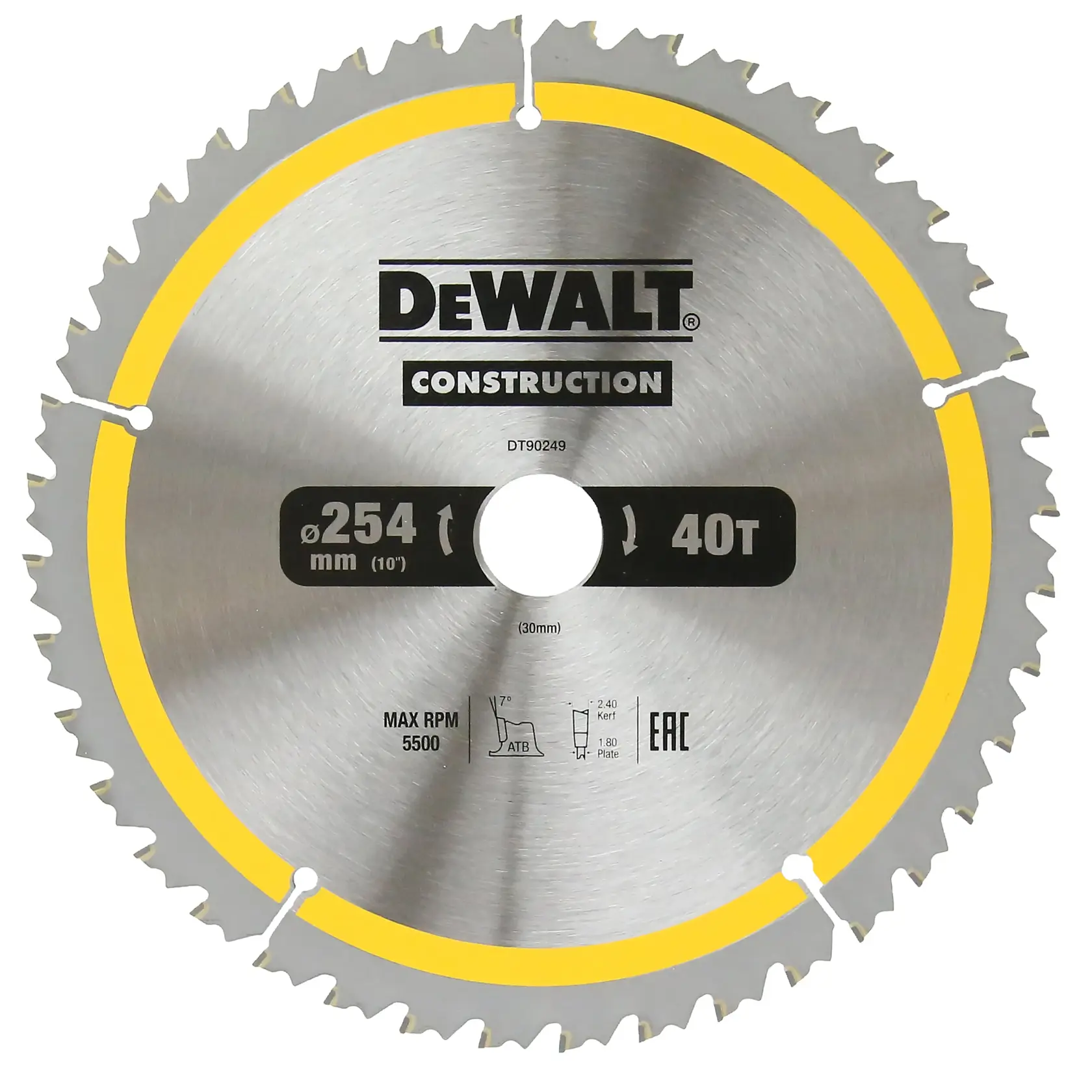 DEWALT® CONSTRUCTION 254 мм x 30 мм 40T Диск за циркуляр (25,4/25/16 мм)