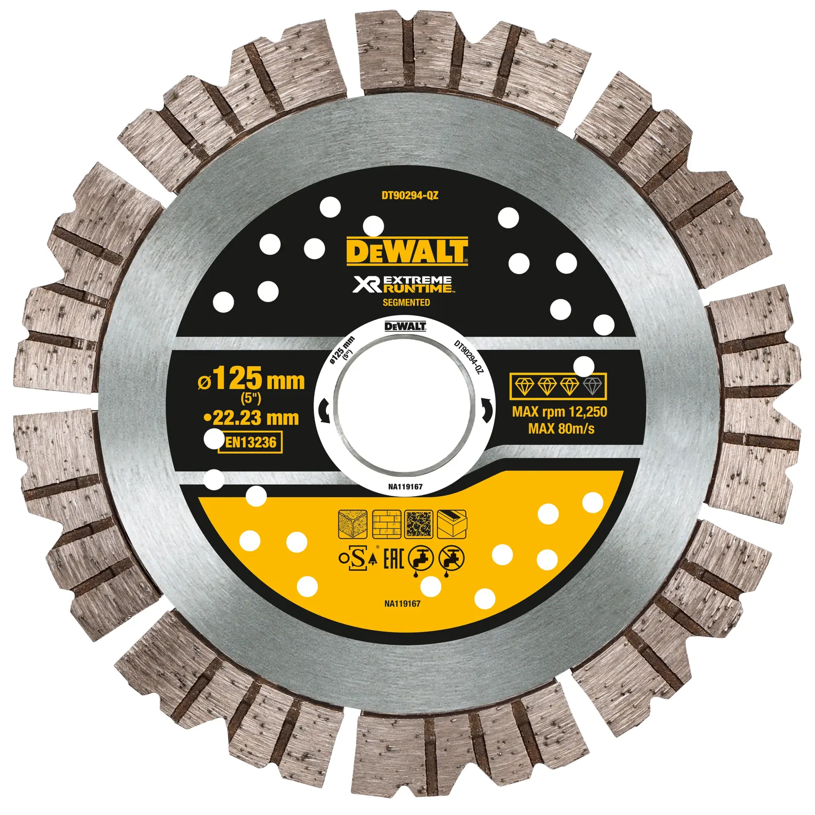 Graphic showing DEWALT XTREME Sub-Compact Series branding with the slogan 'Compact and Performance Packed' on a yellow background.