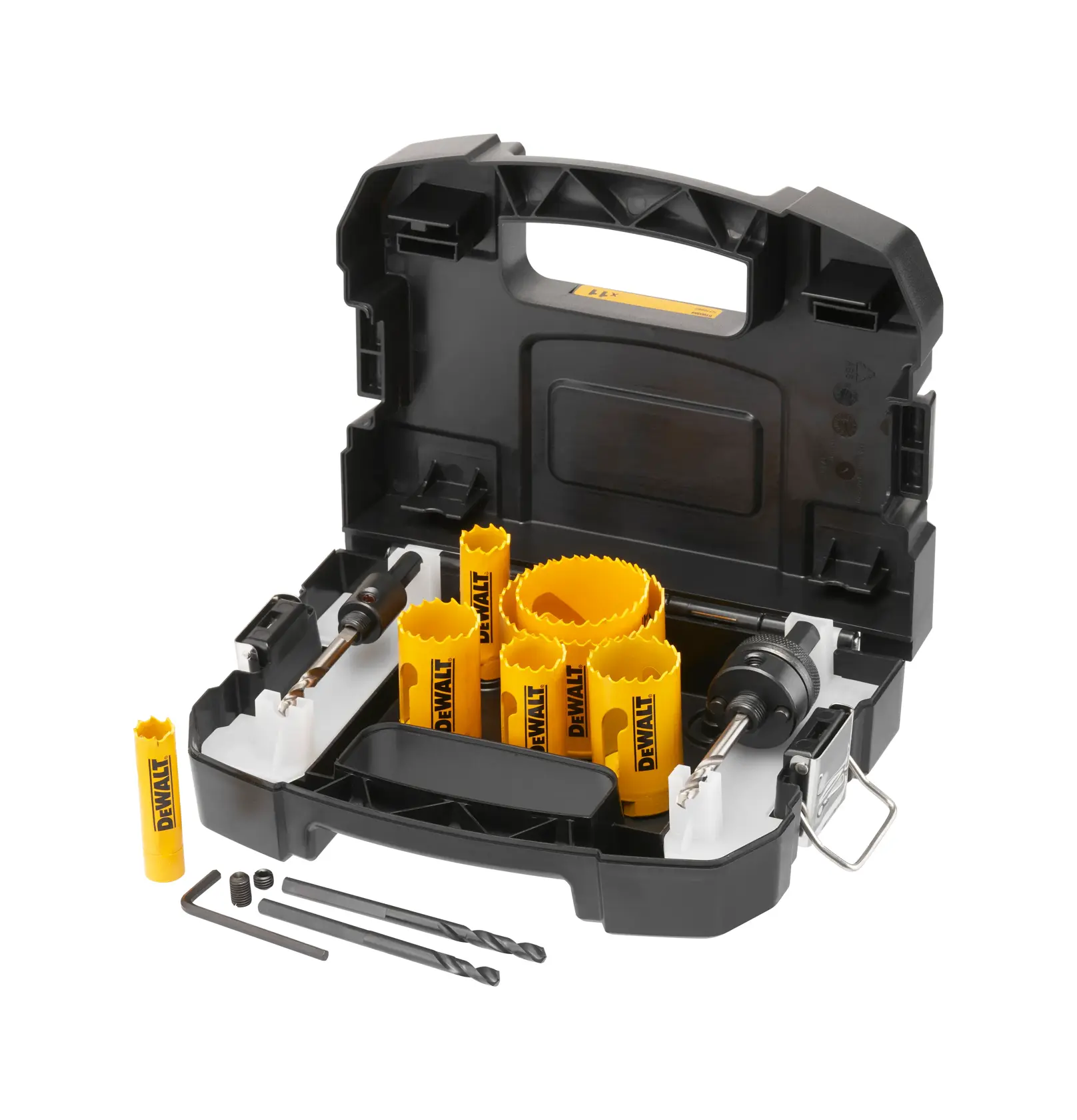 Graphic showing DEWALT XTREME Sub-Compact Series branding with the slogan 'Compact and Performance Packed' on a yellow background.