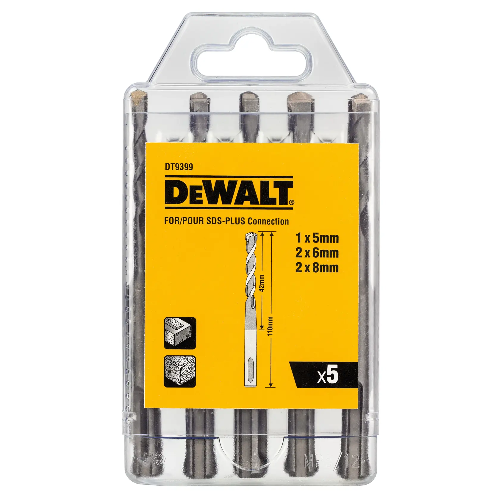DEWALT® SDS+ свредло с 2 режещи ръба (5 бр.)