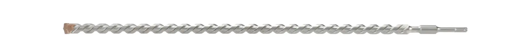 Long DEWALT masonry drill bit with spiral design and SDS shank for concrete and stone drilling.
