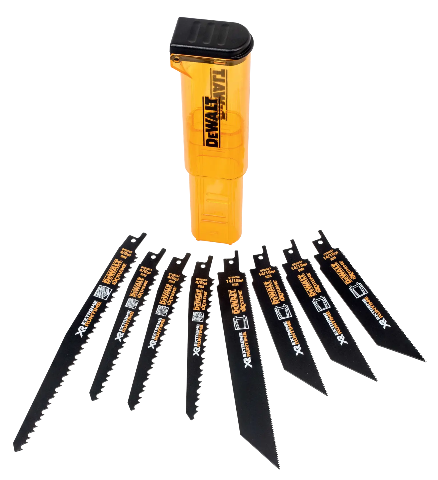 Graphic showing DEWALT XTREME Sub-Compact Series branding with the slogan 'Compact and Performance Packed' on a yellow background.