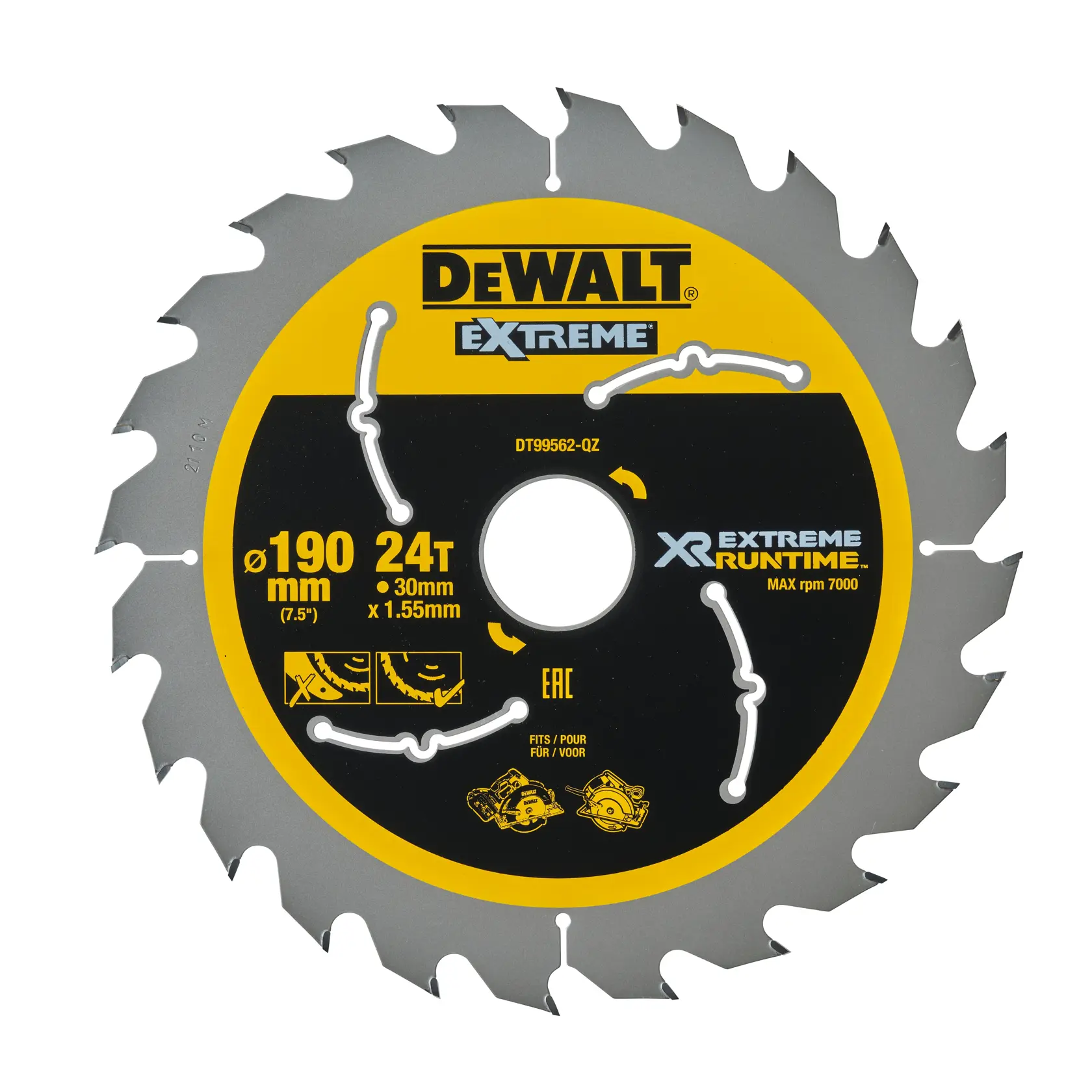Graphic showing DEWALT XTREME Sub-Compact Series branding with the slogan 'Compact and Performance Packed' on a yellow background.