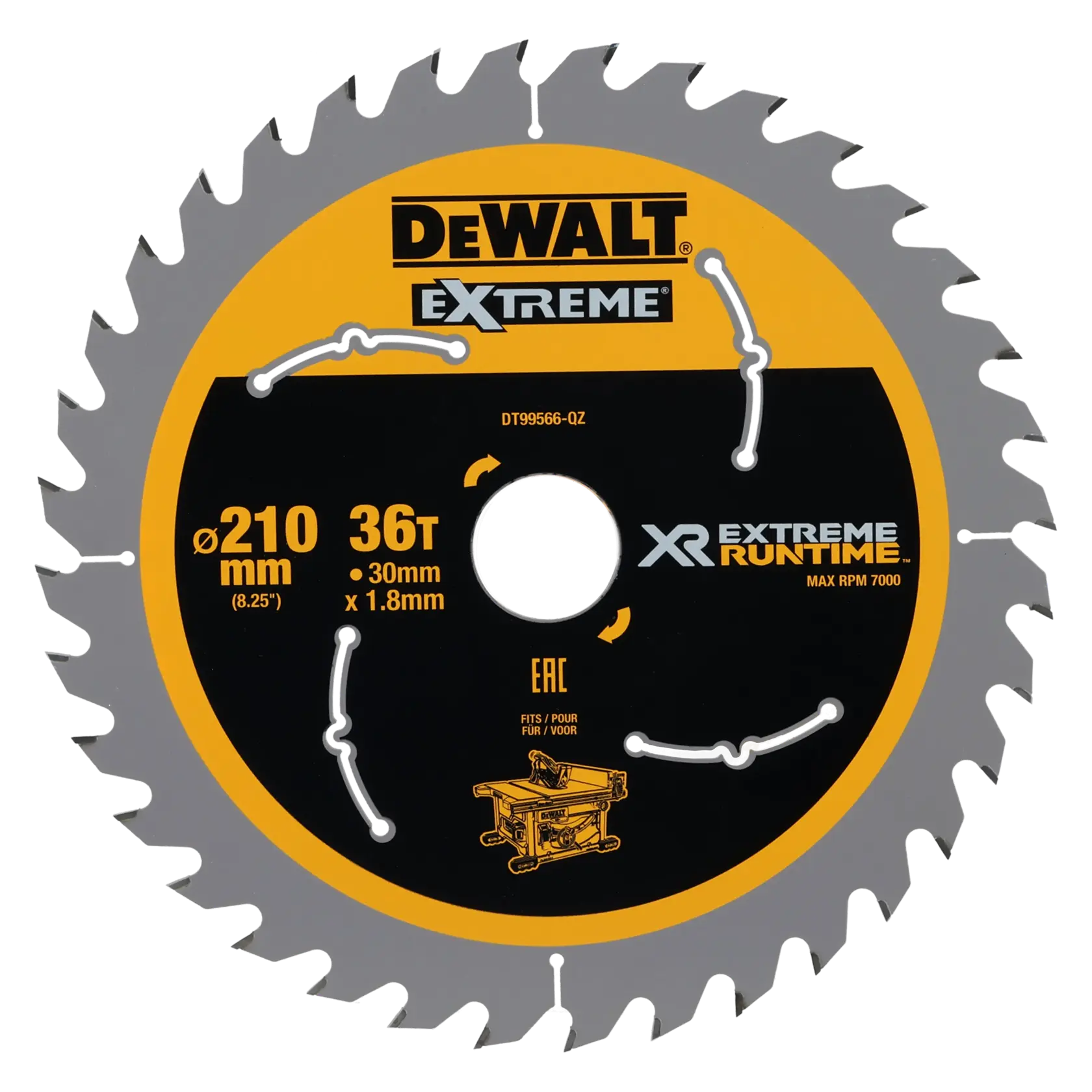 Graphic showing DEWALT XTREME Sub-Compact Series branding with the slogan 'Compact and Performance Packed' on a yellow background.
