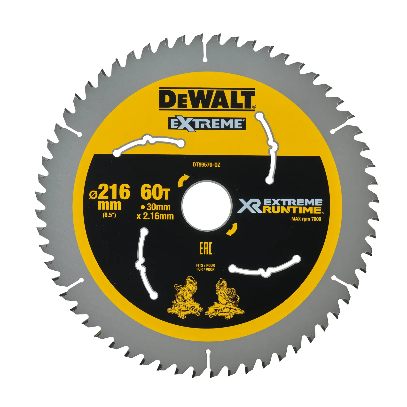 Graphic showing DEWALT XTREME Sub-Compact Series branding with the slogan 'Compact and Performance Packed' on a yellow background.