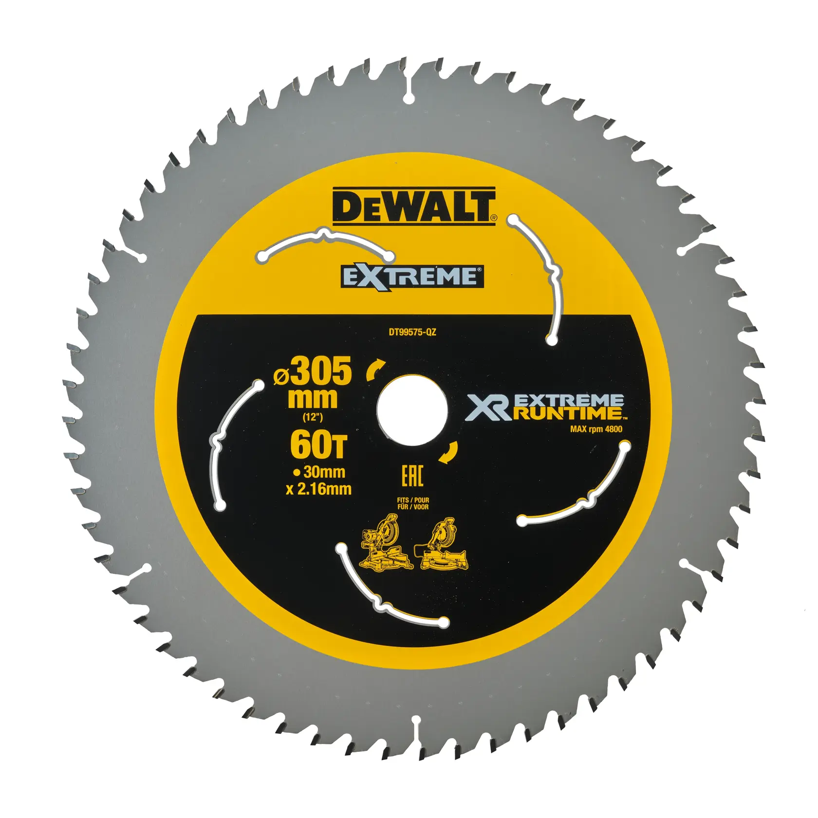 Graphic showing DEWALT XTREME Sub-Compact Series branding with the slogan 'Compact and Performance Packed' on a yellow background.