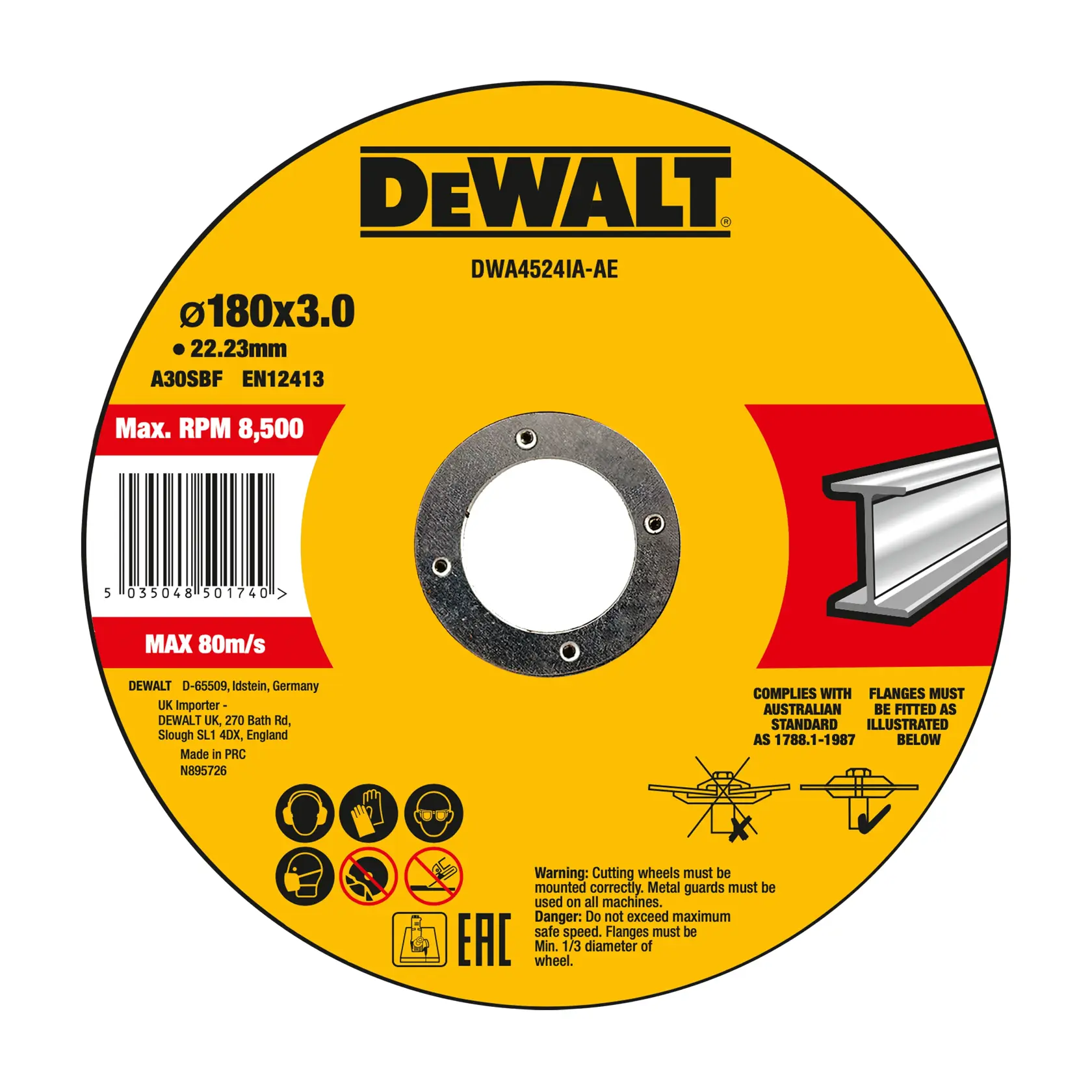 DEWALT® Диск за рязане на МЕТАЛ 180 мм x 3 мм x 22,2 мм T27 (пакет от 10 бр.)