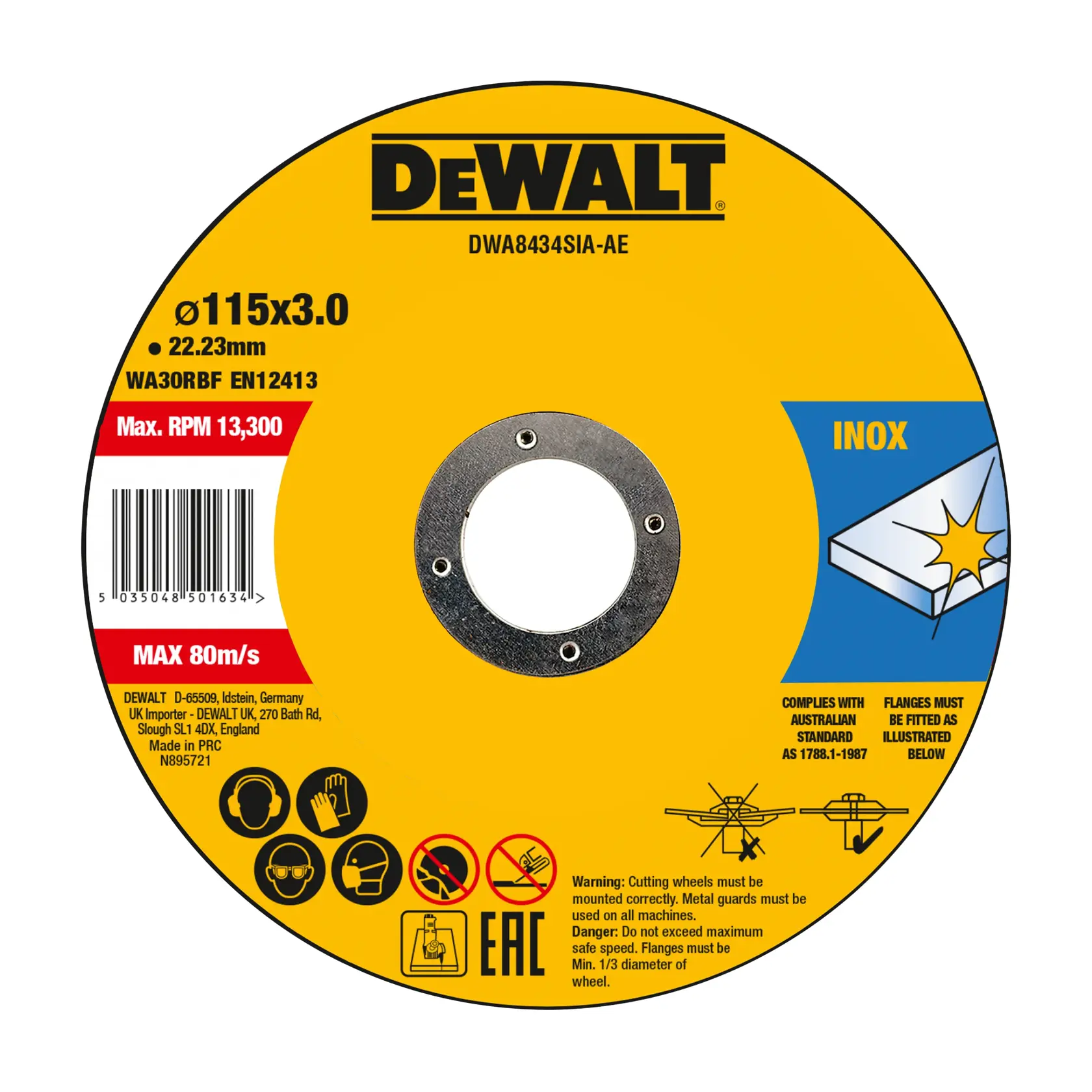 DEWALT® 115 x 3 x 22,23 мм INOX диск за рязане t27 (опаковка от 25 броя)