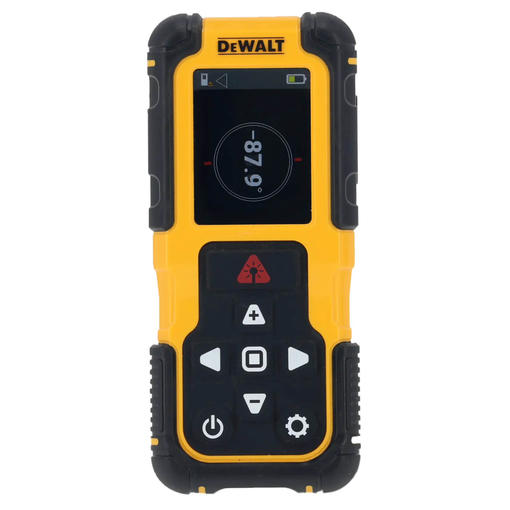 Front angle of the DEWALT 200 ft. Lithium-Ion Laser Distance Measurer on white
