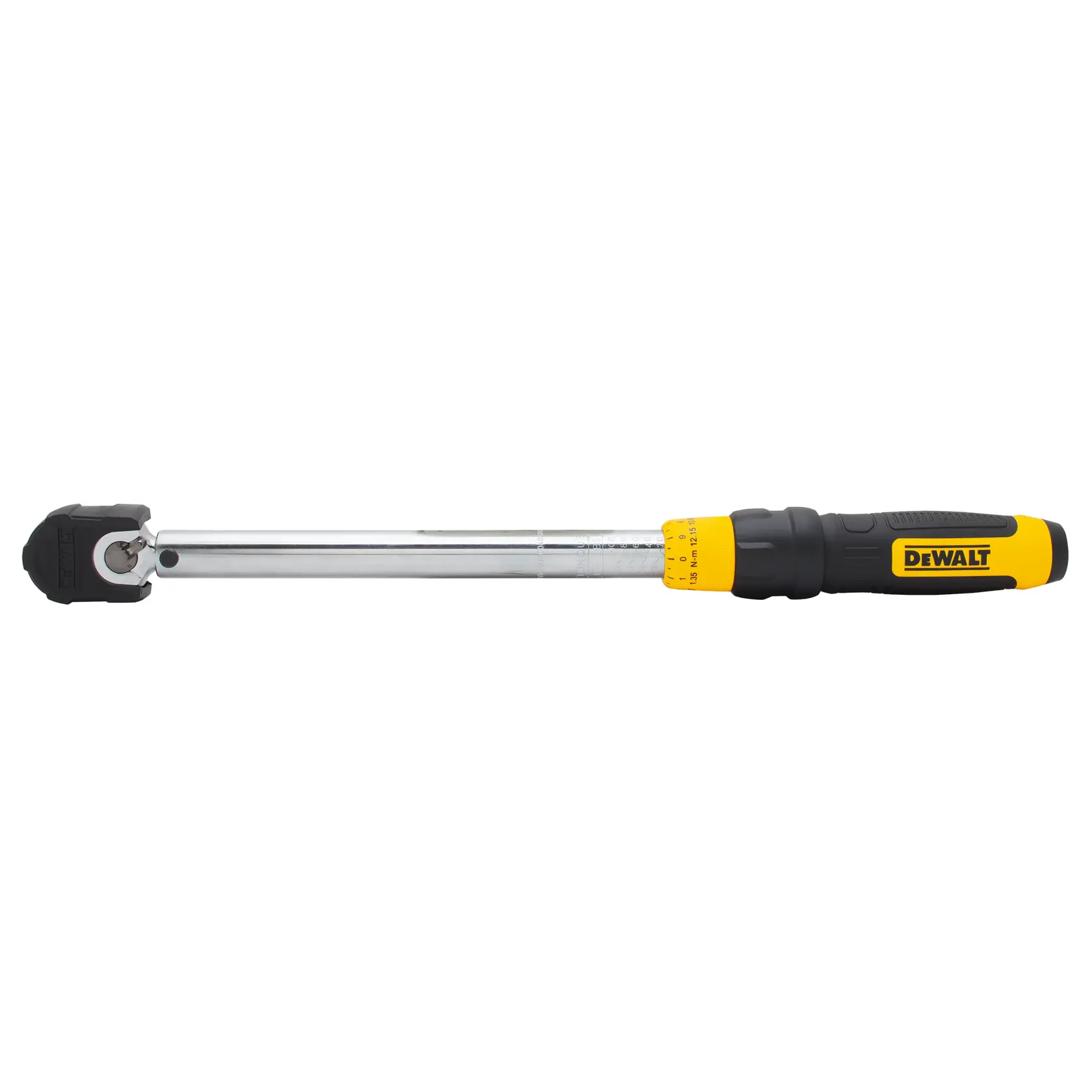 Back side of DEWALT micrometer torque wrench.