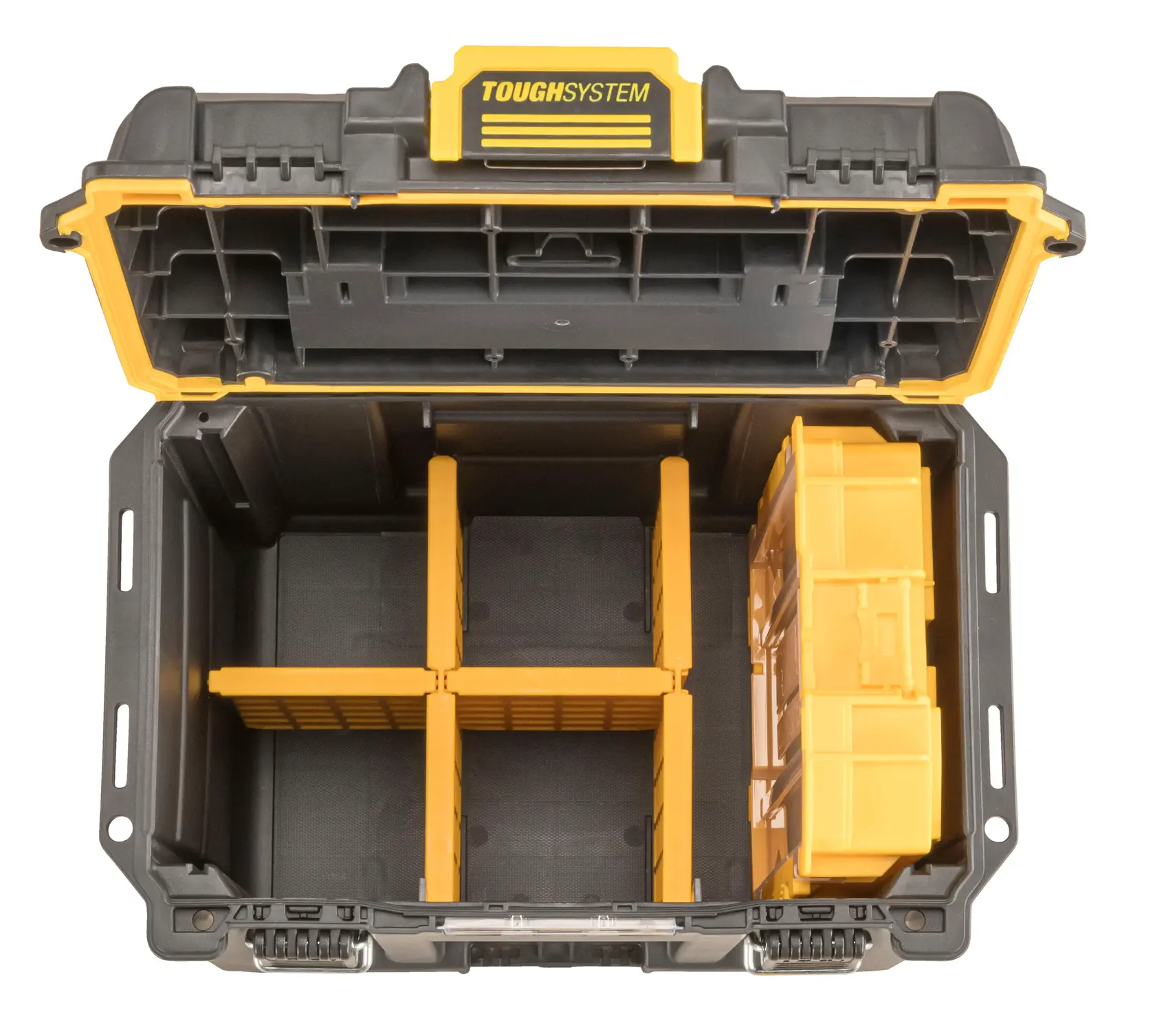 DEWALT® TOUGHSYSTEM® 2.0 Компактна дълбока кутия за съхранение с половин ширина