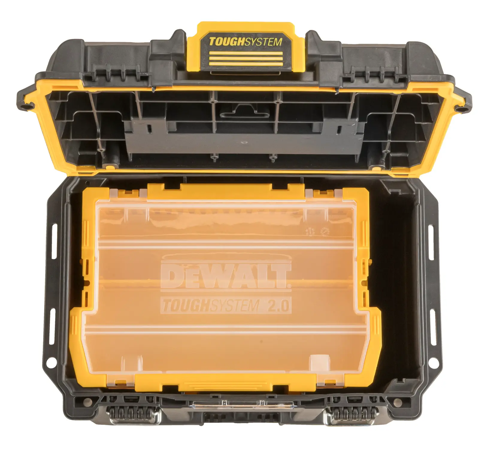 DEWALT® TOUGHSYSTEM® 2.0 Компактна дълбока кутия за съхранение с половин ширина