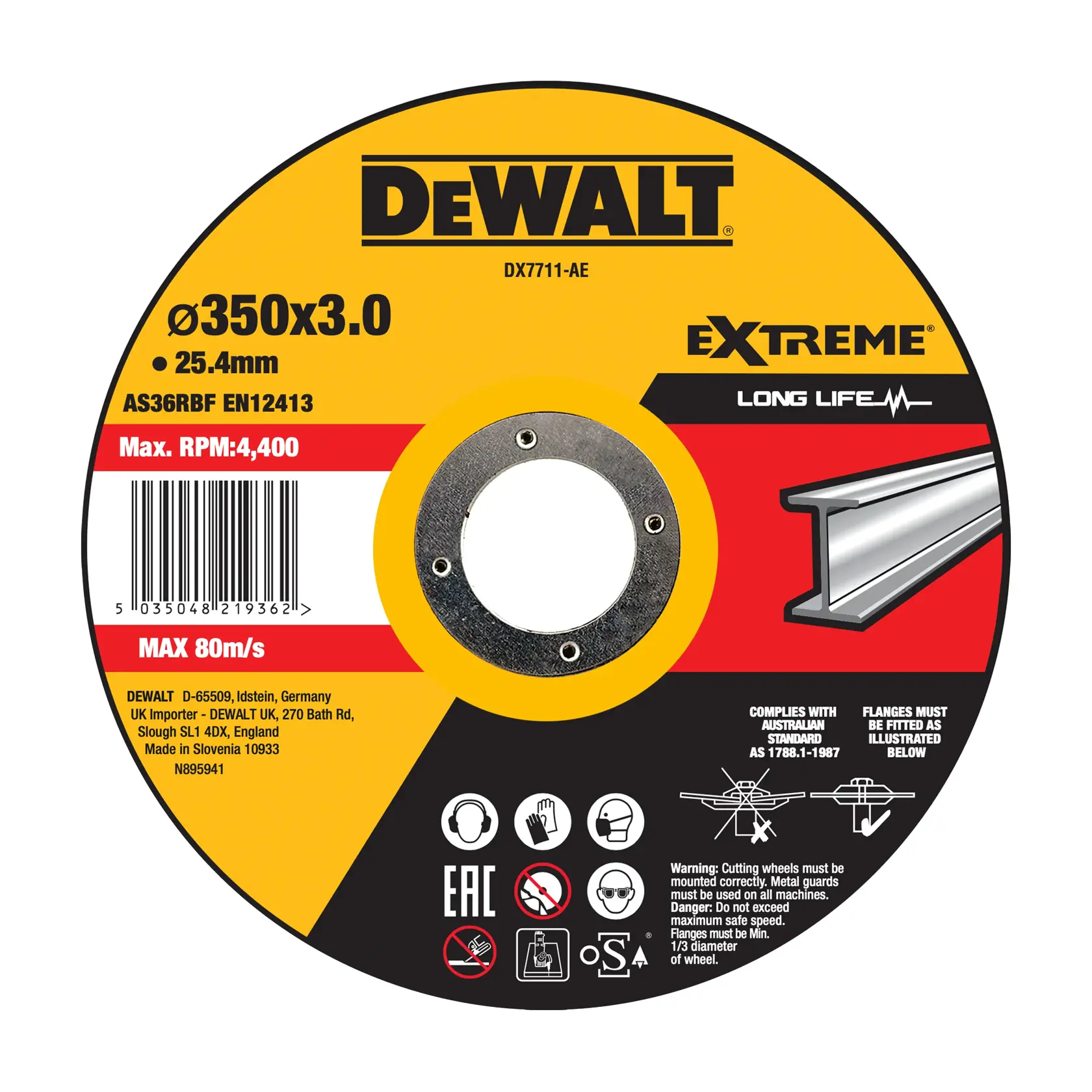 DEWALT® 350 мм x 3 мм x 25,4 мм Диск за рязане за настолна отрезна машина, тип 41